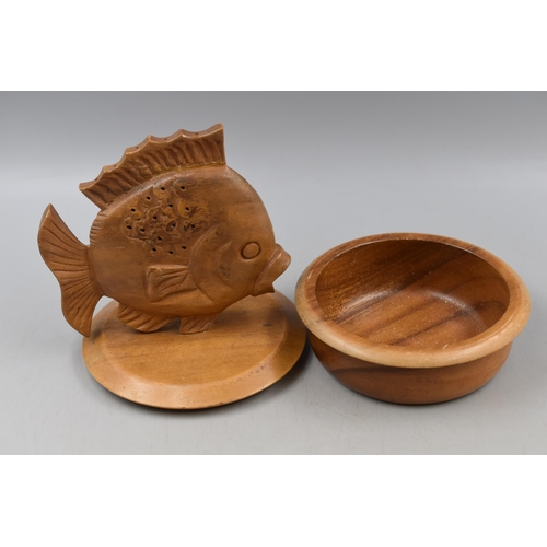 249 - Mid Century Teak Fish Themed Lazy Susan (48cm Dia)