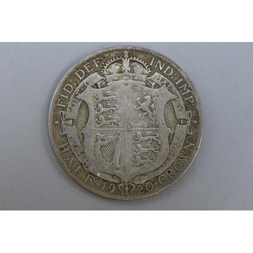 93 - George V 1920 Silver Half Crown (DT)