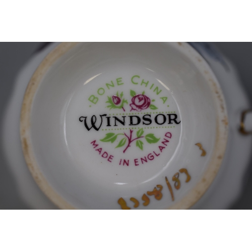 268 - Windsor Fine Bone China Cups, Saucers, Side Plates, Milk Jug and Sugar Bowl (17 Pieces)