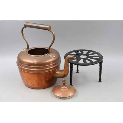 279 - Old Copper Electric Kettle and a Copper Kettle on Trivet