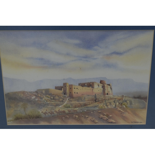 285 - Three Signed Paintings of Middle Eastern Scenes in Matching Framed and Glazed Mounts (46cm x 37cm)