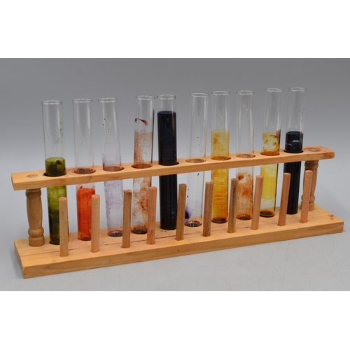 149 - Two Decorative Test Tube Stands With Test Tubes. One Holds Five Test Tubes, The Other Holds Ten Test... 