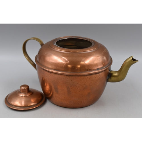 299 - A Copper and Brass Teapot, Signed By Jean Paul Thevenot. Approx 7