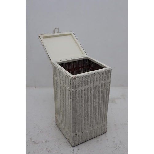 154 - A White Wicker Laundry Basket, Approx 12