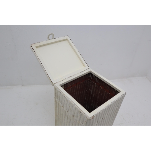 154 - A White Wicker Laundry Basket, Approx 12