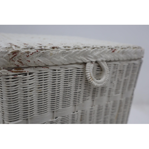 154 - A White Wicker Laundry Basket, Approx 12