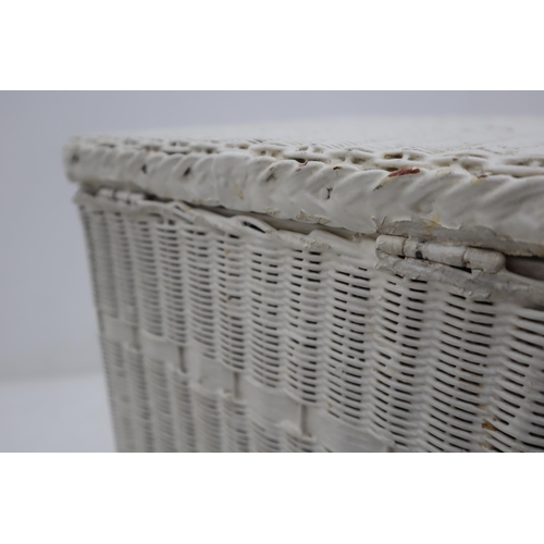 154 - A White Wicker Laundry Basket, Approx 12