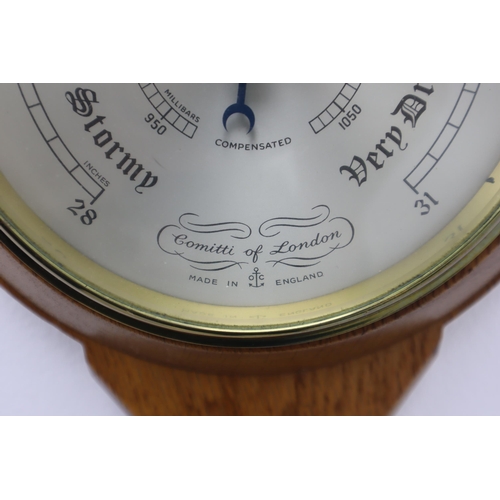 303 - Comitti of London Oak Cased Barometer with Thermometer (57cm)