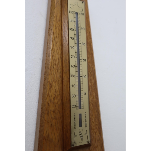 303 - Comitti of London Oak Cased Barometer with Thermometer (57cm)