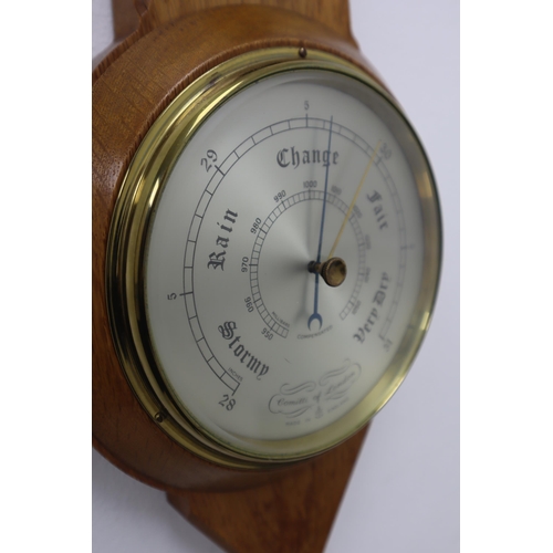 303 - Comitti of London Oak Cased Barometer with Thermometer (57cm)