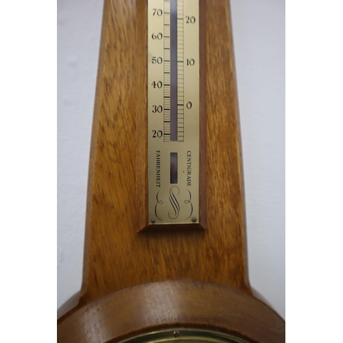 303 - Comitti of London Oak Cased Barometer with Thermometer (57cm)