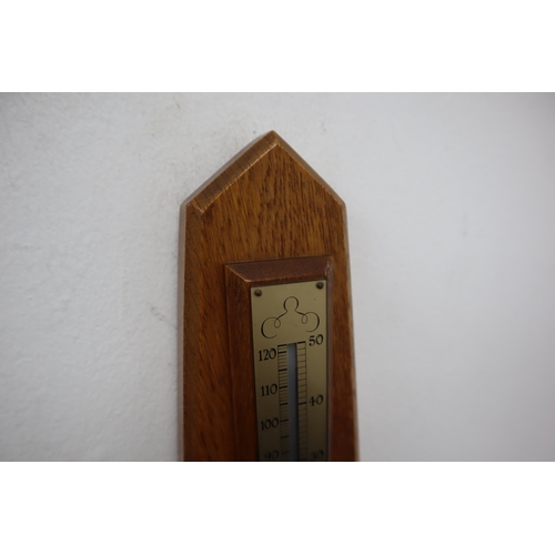 303 - Comitti of London Oak Cased Barometer with Thermometer (57cm)