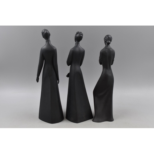 167 - Three Royal Doulton Matt Black Figures entitled tenderness, Sympathy, and Tranquillity (12