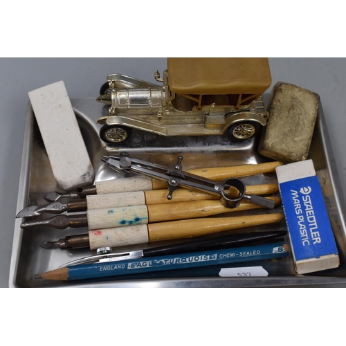 324 - Parkside Screwdriver Bit Set, Car Themed Pin Tray and Caligraphy Pens