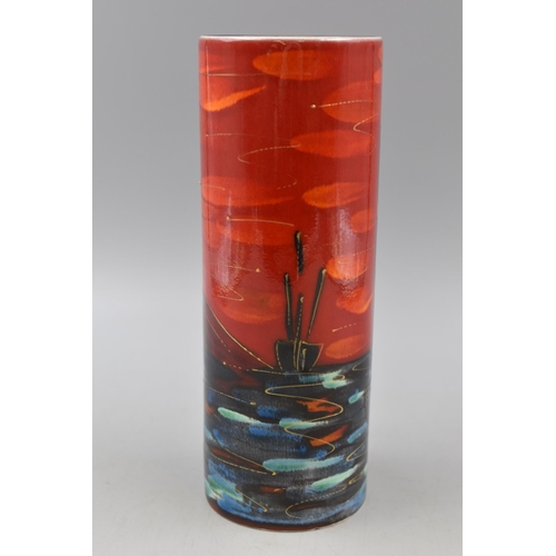 170 - Anita Harris Art Pottery Vase,Hand Painted Depicting Yachts on Water and Sun Set/ Sun Rise Signed by... 