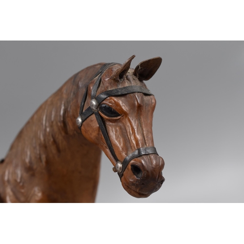 177 - Vintage Leather Horse Figure (34cm)