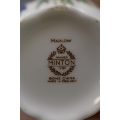 182 - Two pairs of Minton Bone China Candle Holders in two Patterns Haddon Hall and Marlow