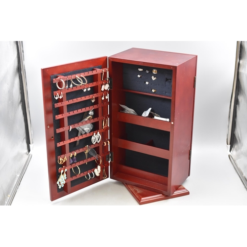 354 - Large Rotating Mirrored Jewellery Box Containing a Large Selection of Jewellery, Mainly Necklaces. A... 