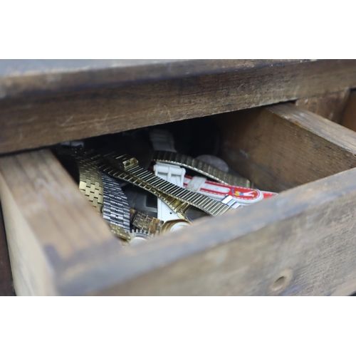 355 - Vintage 5 Drawer Storage Cabinet Containg a selection of watch and Clock Parts (46cm x 43cm x 24cm)