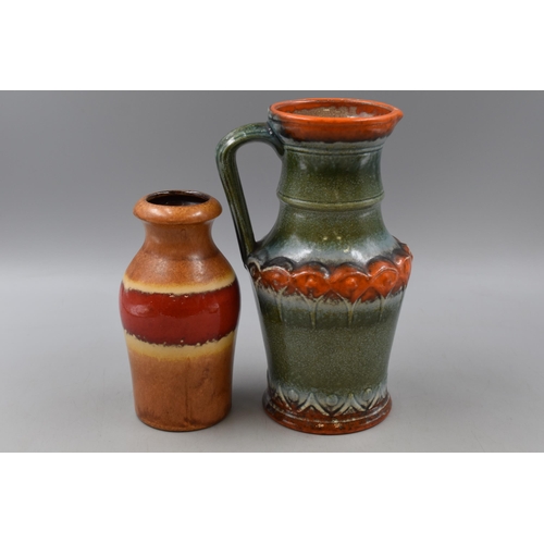 197 - Two Mid century West German Pottery Items to include Water Jug and Vase largest 10