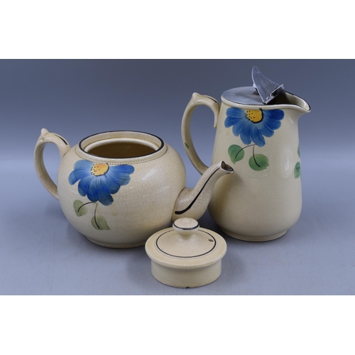 199 - Vintage Wadeheath Handpainted Floral teapot and coffee pot