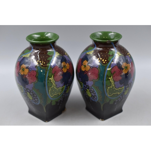 206 - Pair of high glazed Ivora Gouda Art Deco vases ca. 1925 (a/f), Losol Ware Chusan vase, and 3 Pieces ... 