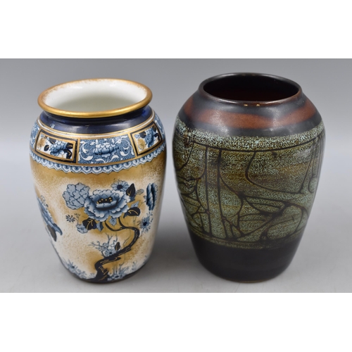 206 - Pair of high glazed Ivora Gouda Art Deco vases ca. 1925 (a/f), Losol Ware Chusan vase, and 3 Pieces ... 