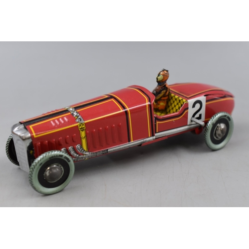 397A - Retro Tin Plate Wind Up Race Car in Box with Key. By Faya 1905.