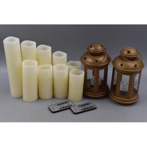 440 - A Selection of Eleven Battery Operated Candles, Includes Two in Candle Holders. All Untested.