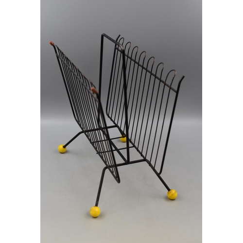 579 - Mid Century Black and Yellow Atomic Sputnik Magazine Rack