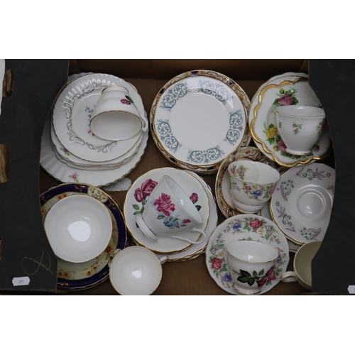 621 - Large Selection of mixed fine Bone china Cups, side Plates and Saucers including Royal Stafford, Cro... 