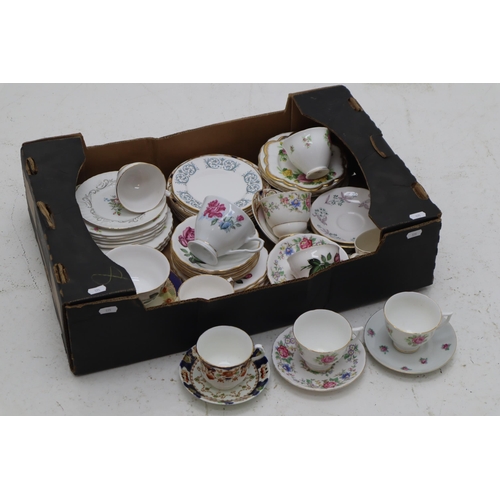 621 - Large Selection of mixed fine Bone china Cups, side Plates and Saucers including Royal Stafford, Cro... 