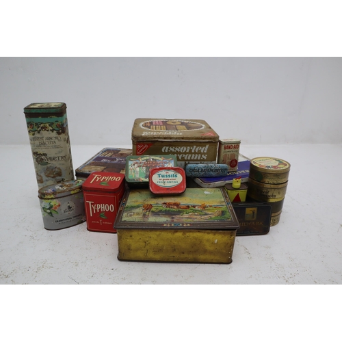 625 - A Selection of Vintage Tins. Includes Band-Aid, Typhoo, Bulwark and More.