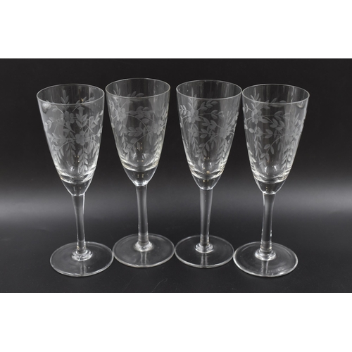 626 - Selection of Various Etched Drinking Glasses and Two Crystal Glass Horns.