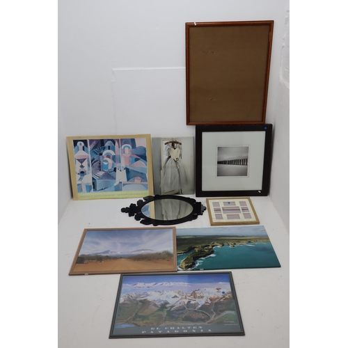 283 - A Selection of Five Framed Pictures, Two Blank Picture Frames, Wall Mirror and Paul Klee print.