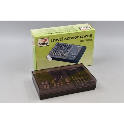 488 - A Retro SciSys Travel Sensor Chess In Box, Powers on When Tested.