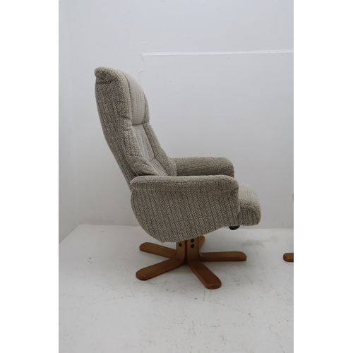 525 - Swivel and Reclining Fabric Chair complete with Footstool