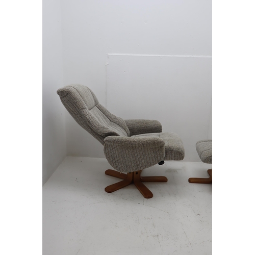 525 - Swivel and Reclining Fabric Chair complete with Footstool