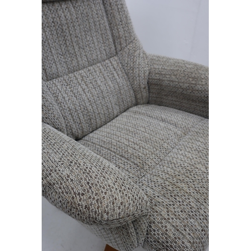 525 - Swivel and Reclining Fabric Chair complete with Footstool