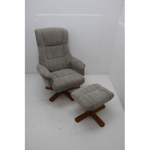 525 - Swivel and Reclining Fabric Chair complete with Footstool