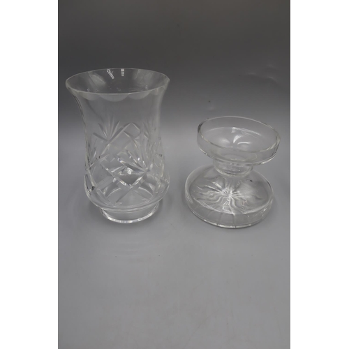 13 - Cut Crystal Hurricane Candle Holder. Approx. Height 9 Inch. (A/f)