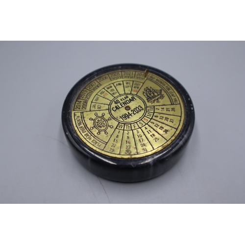 38 - Marble and Brass 40 Year Perpetual Calendar 1994 - 2033.