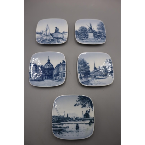 40 - Set of 5 Danish mini wall plates by Bing and Gröndahl Kjeld Bonfils of Denmark