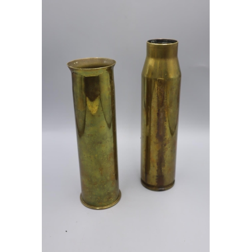 52 - Two Brass Trench Art Shell Cases, one Dated 1943.