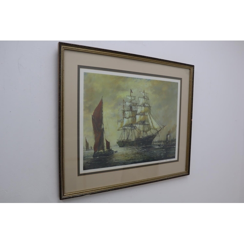 54 - Large Framed and Glazed Print Depicting Ship entitled The Clipper Pericles (81/850) Signed Andrew Ke... 