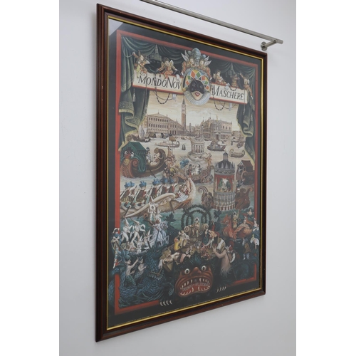 55 - Large Framed and Glazed Masquerades of the World Montage . Approx. Size 40” x 29”.