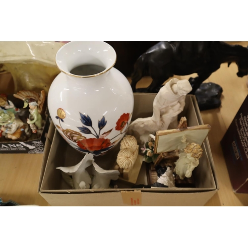 63 - Oriental vase and a selection of Figurines