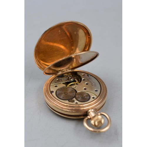 10 - Full Hunter 15 Jewel Pocket Watch in Gold Plated Case