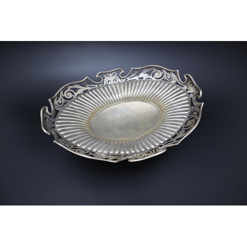 13 - Hallmarked London Silver Pedastal Dish with Fretwork Decoration (24cm) 362 grams