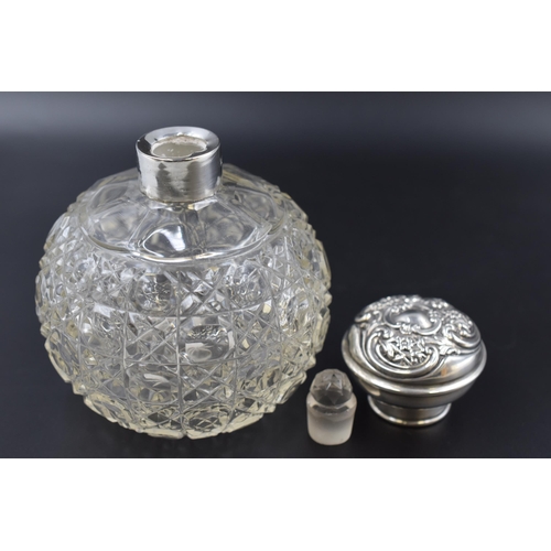 18 - Hallmarked Birmingham Silver Topped Perfume Bottle with Stopper (12cm) circa 1913